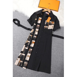 Replica Hermes Black Scarf Panel Dress