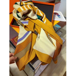 Replica Hermes Gold Stripe 140cm Silk Scarf