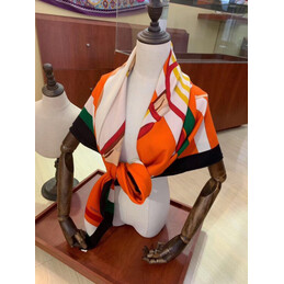 Replica Hermes Orange Equestrian 140cm Silk Scarf