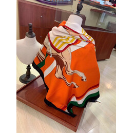 Replica Hermes Orange Equestrian 140cm Silk Scarf