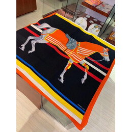 Replica Hermes Navy Equestrian 140cm Silk Scarf