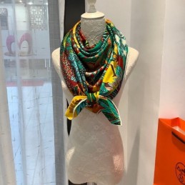 Replica Hermes Green Zebra Floral 140cm Silk Scarf