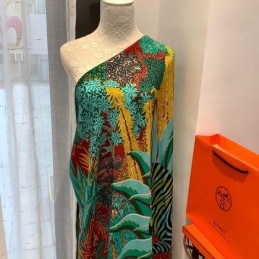 Replica Hermes Green Zebra Floral 140cm Silk Scarf