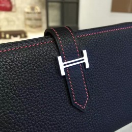 Replica Hermes Navy Blue Bearn Wallet