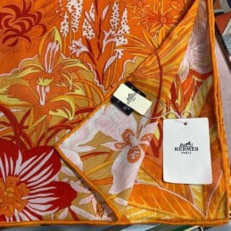 Replica Hermes Orange Zebra Floral 140cm Silk Scarf