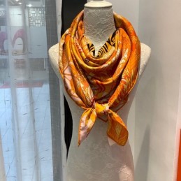 Replica Hermes Orange Zebra Floral 140cm Silk Scarf
