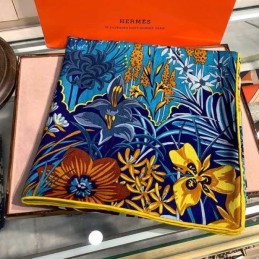 Replica Hermes Blue Zebra Floral 140cm Silk Scarf