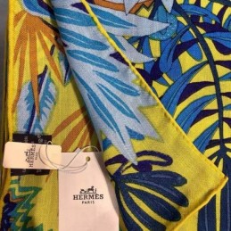 Replica Hermes Blue Zebra Floral 140cm Silk Scarf
