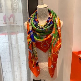 Replica Hermes Green Floral 140cm Silk Scarf