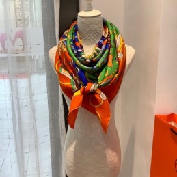 Replica Hermes Green Floral 140cm Silk Scarf
