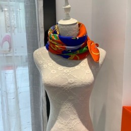 Replica Hermes Green Floral 140cm Silk Scarf