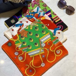 Replica Hermes Green Floral 140cm Silk Scarf