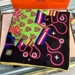 Replica Hermes Black Pink Floral 140cm Silk Scarf