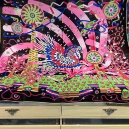 Replica Hermes Black Pink Floral 140cm Silk Scarf
