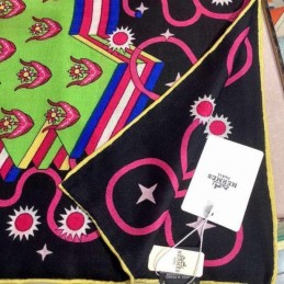 Replica Hermes Black Pink Floral 140cm Silk Scarf