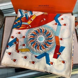 Replica Hermes White Nautilus 140cm Silk Scarf