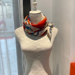 Replica Hermes White Nautilus 140cm Silk Scarf
