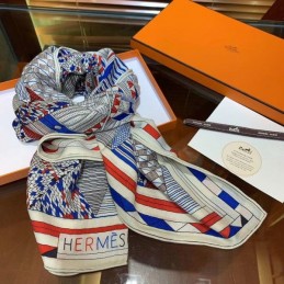 Replica Hermes Blue Check 140cm Silk Scarf