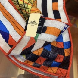 Replica Hermes Orange Check 140cm Silk Scarf