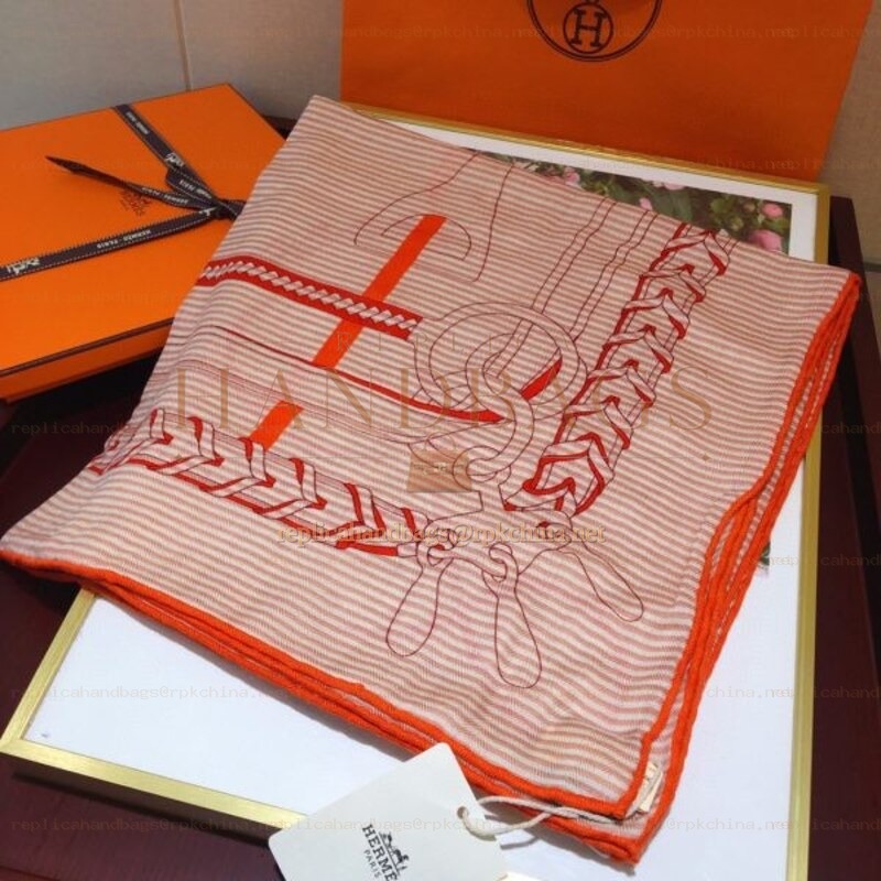 Replica Hermes Pink Letter Print 140cm Silk Scarf