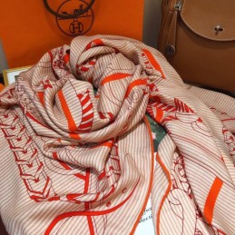 Replica Hermes Pink Letter Print 140cm Silk Scarf