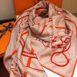 Replica Hermes Pink Letter Print 140cm Silk Scarf