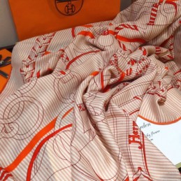 Replica Hermes Pink Letter Print 140cm Silk Scarf