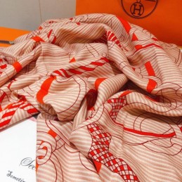Replica Hermes Pink Letter Print 140cm Silk Scarf