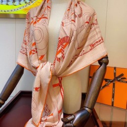 Replica Hermes Pink Letter Print 140cm Silk Scarf