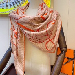 Replica Hermes Pink Letter Print 140cm Silk Scarf