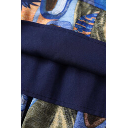 Replica Hermes Navy Blue Long Sleeve Scarf Print Dress