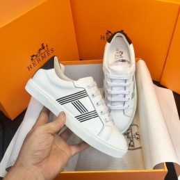 Replica Hermes White Black Stripe Low Top Sneaker