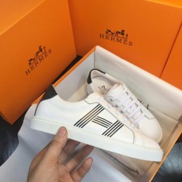 Replica Hermes White Black Stripe Low Top Sneaker