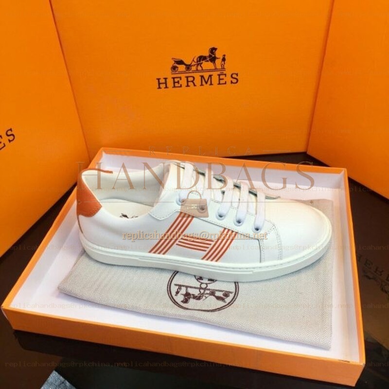 Replica Hermes White Orange Stripe Low Top Sneaker