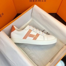 Replica Hermes White Orange Stripe Low Top Sneaker