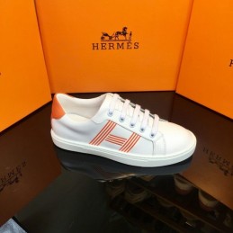 Replica Hermes White Orange Stripe Low Top Sneaker