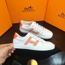 Replica Hermes White Orange Stripe Low Top Sneaker