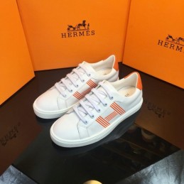 Replica Hermes White Orange Stripe Low Top Sneaker