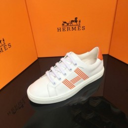 Replica Hermes White Orange Stripe Low Top Sneaker