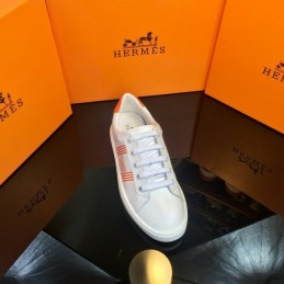 Replica Hermes White Orange Stripe Low Top Sneaker