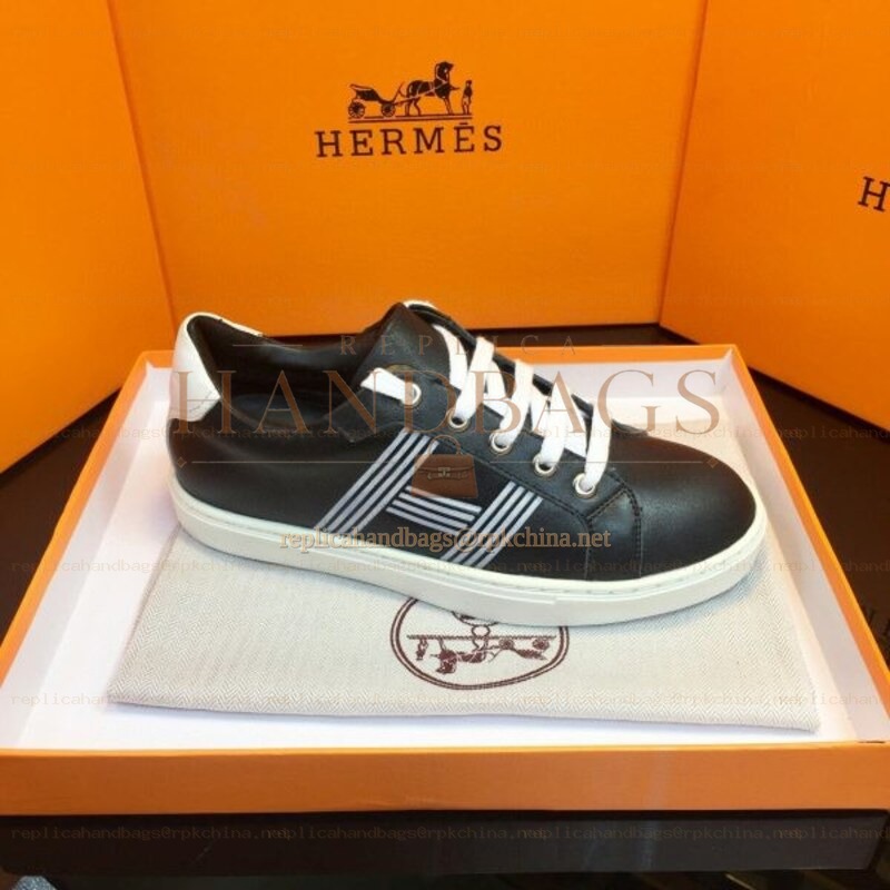 Replica Hermes Black White Stripe Low Top Sneaker