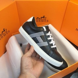 Replica Hermes Black White Stripe Low Top Sneaker