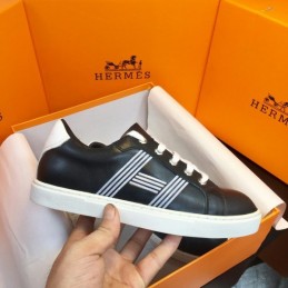 Replica Hermes Black White Stripe Low Top Sneaker