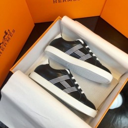 Replica Hermes Black White Stripe Low Top Sneaker