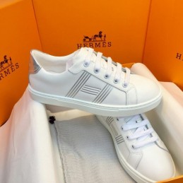 Replica Hermes White Silver Stripe Low Top Sneaker