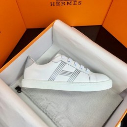 Replica Hermes White Silver Stripe Low Top Sneaker