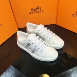 Replica Hermes White Silver Stripe Low Top Sneaker