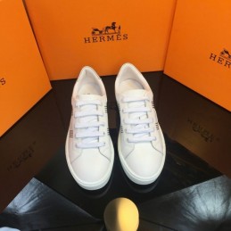 Replica Hermes White Silver Stripe Low Top Sneaker