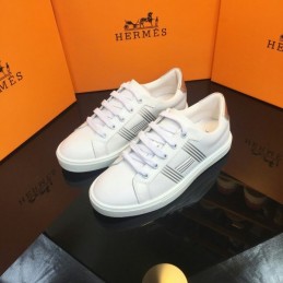 Replica Hermes White Silver Stripe Low Top Sneaker