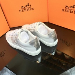 Replica Hermes White Silver Stripe Low Top Sneaker